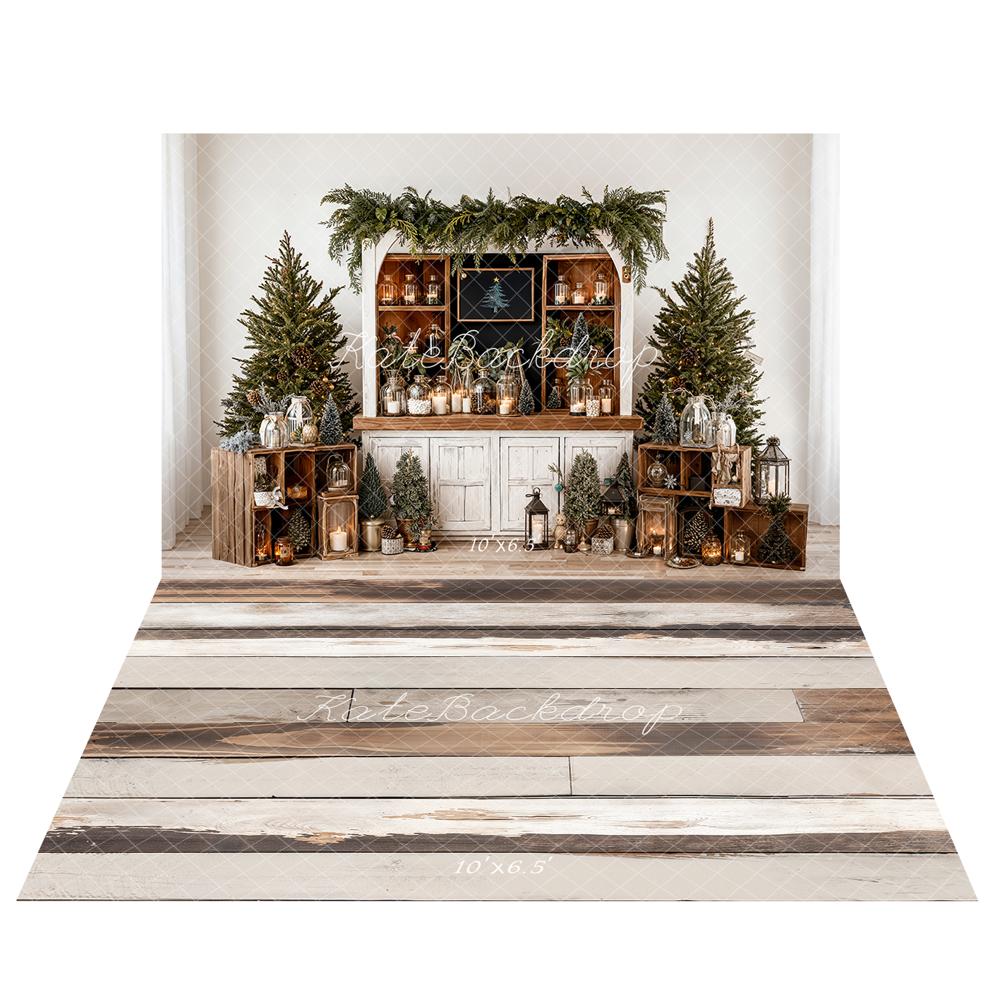 Kate Christmas Candy Cabinet Backdrop+Wood Floor Backdrop