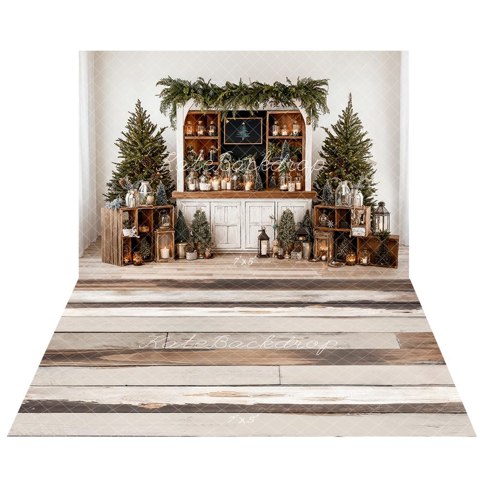 Kate Christmas Candy Cabinet Backdrop+Wood Floor Backdrop