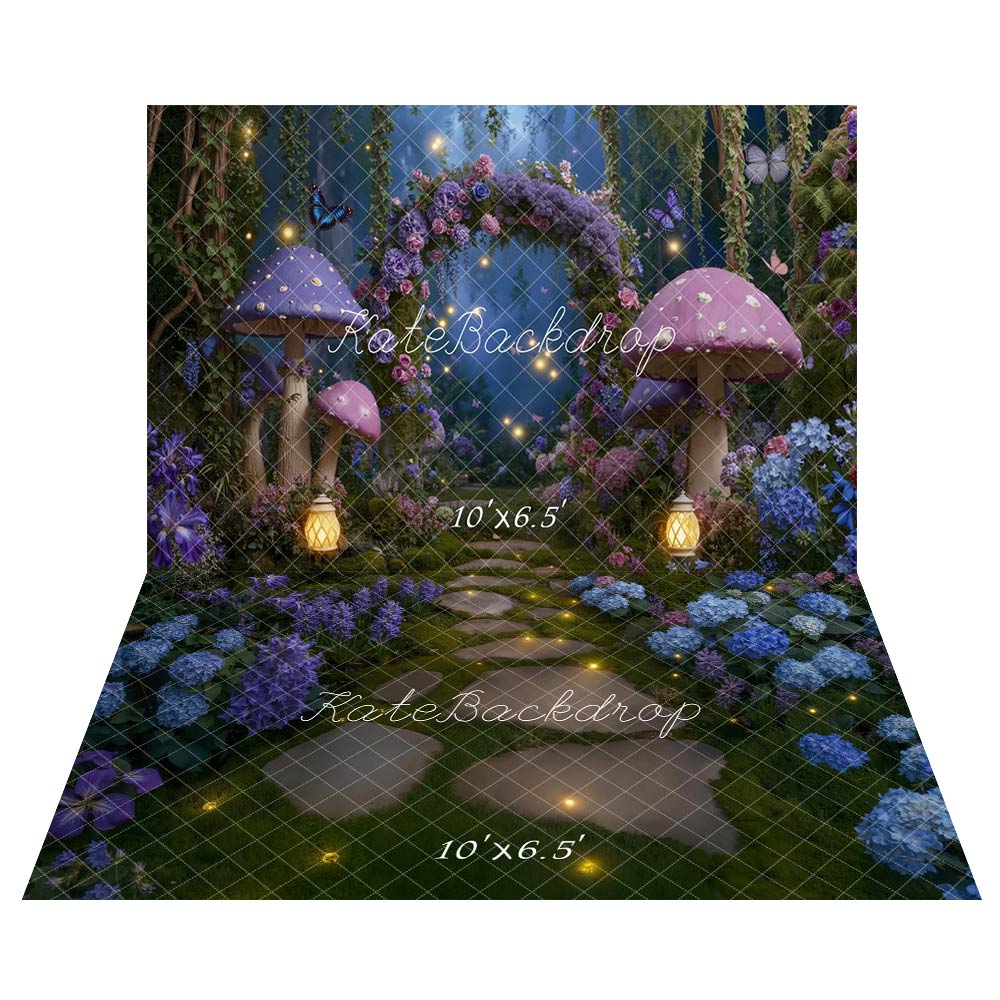 Kate Night Fairy Mushroom Backdrop+Hydrangea Stone Floor Backdrop - Kate Backdrop AU