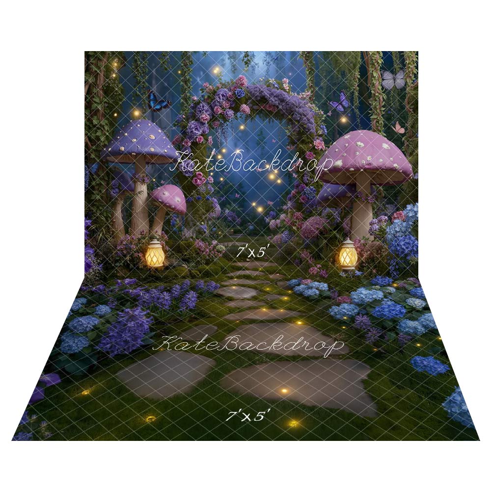 Kate Night Fairy Mushroom Backdrop+Hydrangea Stone Floor Backdrop - Kate Backdrop AU