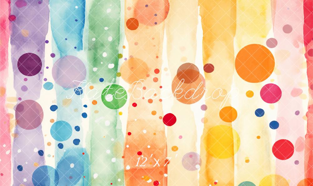 Kate Colorful Polka Dots and Stripes Vinyl Backdrop Floor