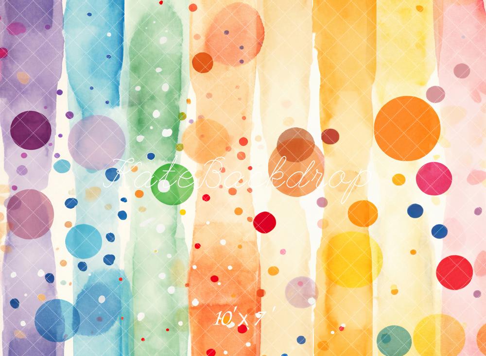 Kate Colorful Polka Dots and Stripes Vinyl Backdrop Floor