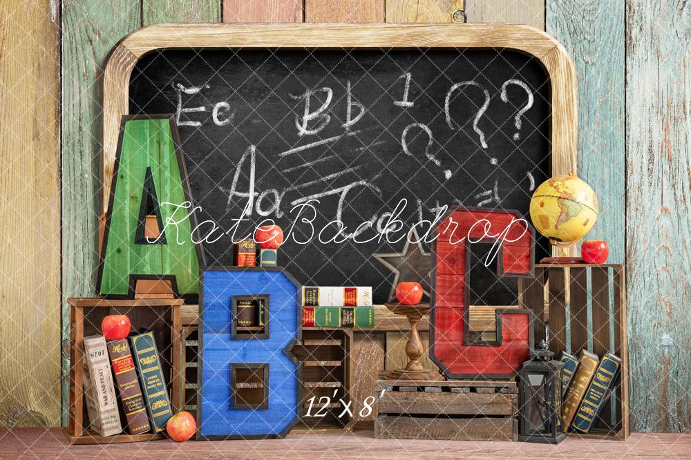 Kate Back to School Blackboard Colorful ABC Fleece Backdrop - Kate Backdrop AU
