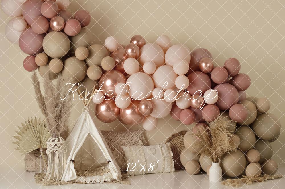 Kate Boho Balloons Tent Fleece Backdrop Designed by Mandy Ringe Photography - Kate Backdrop AU