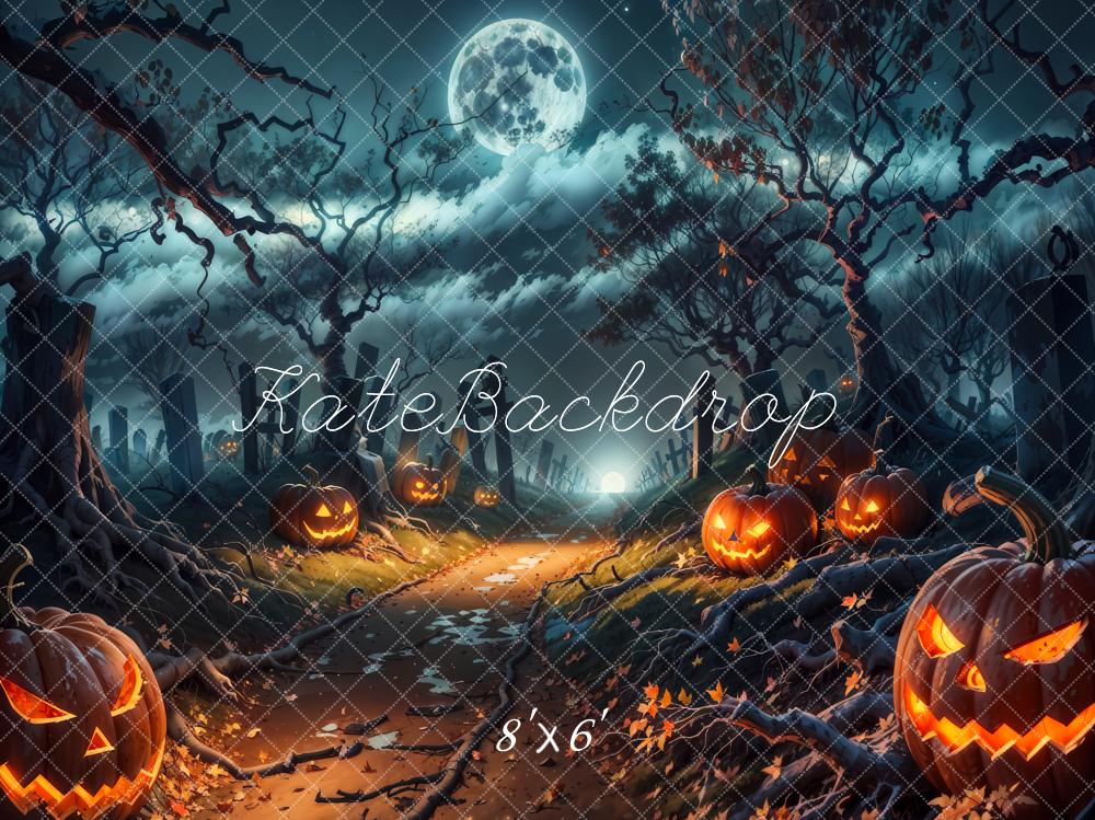 Kate Fleece Halloween Night Moon Backdrop Designed by Emetselch - Kate Backdrop AU