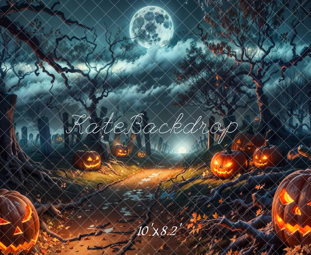 Kate Fleece Halloween Night Moon Backdrop Designed by Emetselch - Kate Backdrop AU