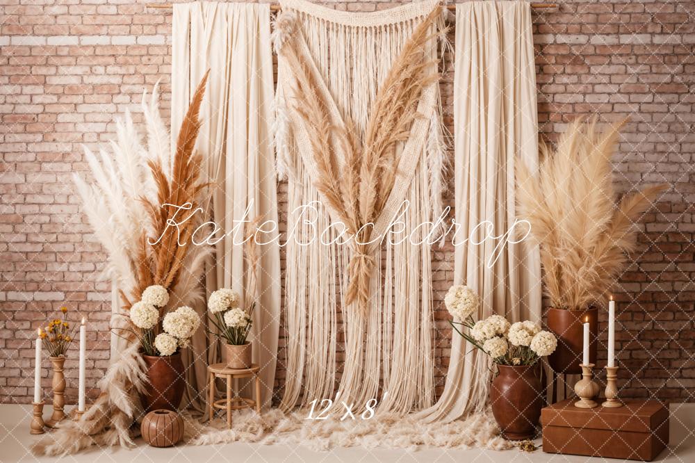 Kate Boho Candle Reed Curtains Fleece Backdrop Designed by Chain Photography - Kate Backdrop AU