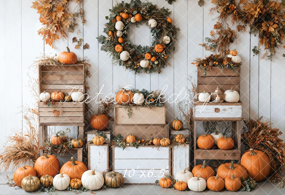 Kate Fleece Fall Pumpkins Backdrop Designed by Emetselch - Kate Backdrop AU