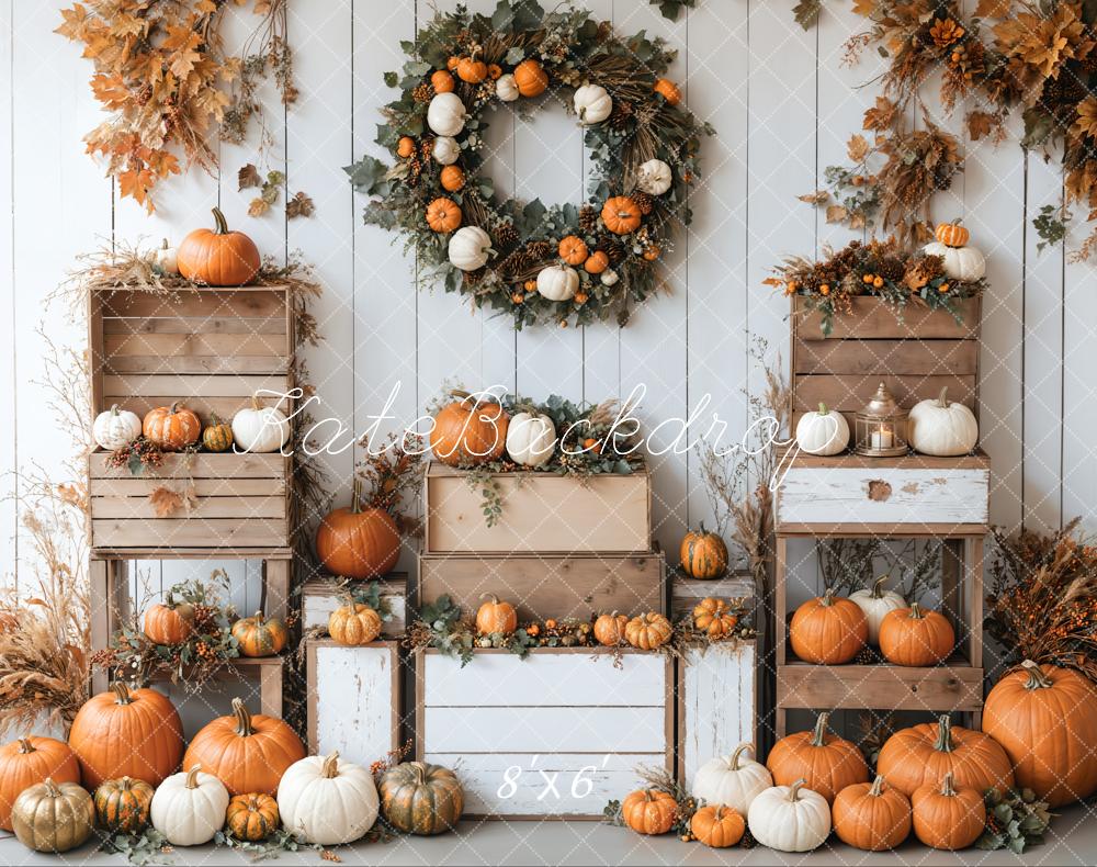 Kate Fleece Fall Pumpkins Backdrop Designed by Emetselch - Kate Backdrop AU