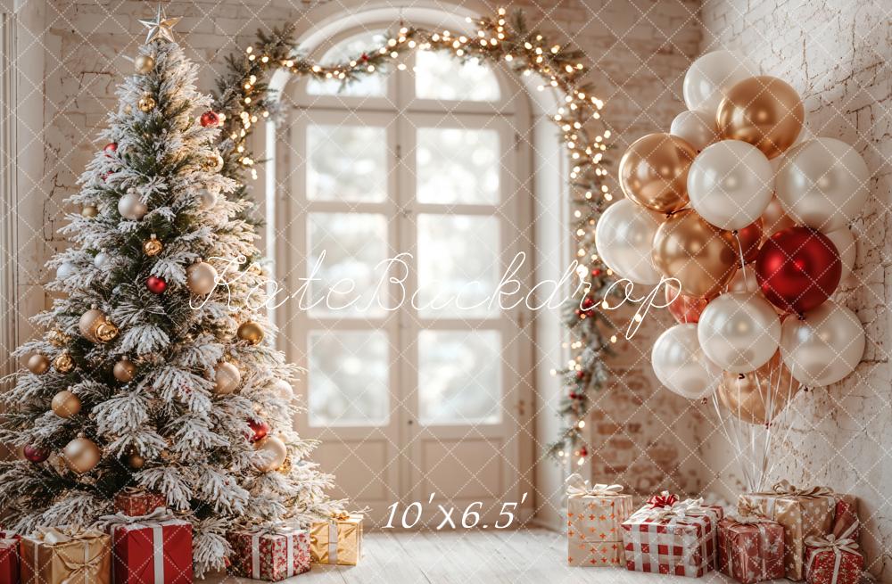 Kate Fleece Christmas Backdrop Balloons Gift Designed by Emetselch - Kate Backdrop AU