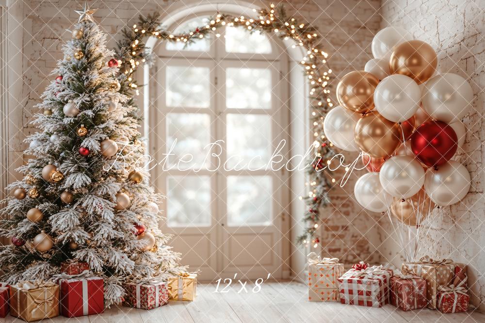 Kate Fleece Christmas Backdrop Balloons Gift Designed by Emetselch - Kate Backdrop AU