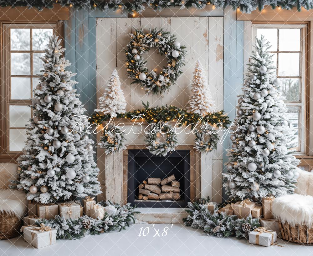 Kate Christmas Tree Fireplace Winter Backdrop Designed by Emetselch - Kate Backdrop AU