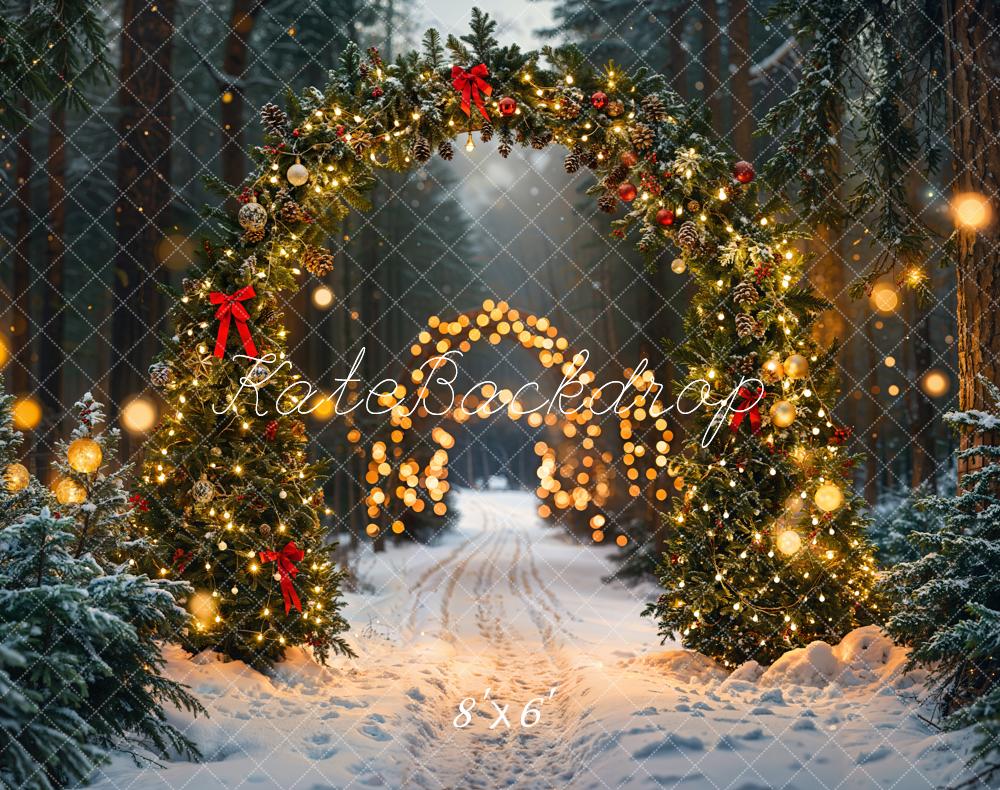 Kate Fleece Christmas Forest Arch Bokeh Backdrop Designed by Emetselch - Kate Backdrop AU