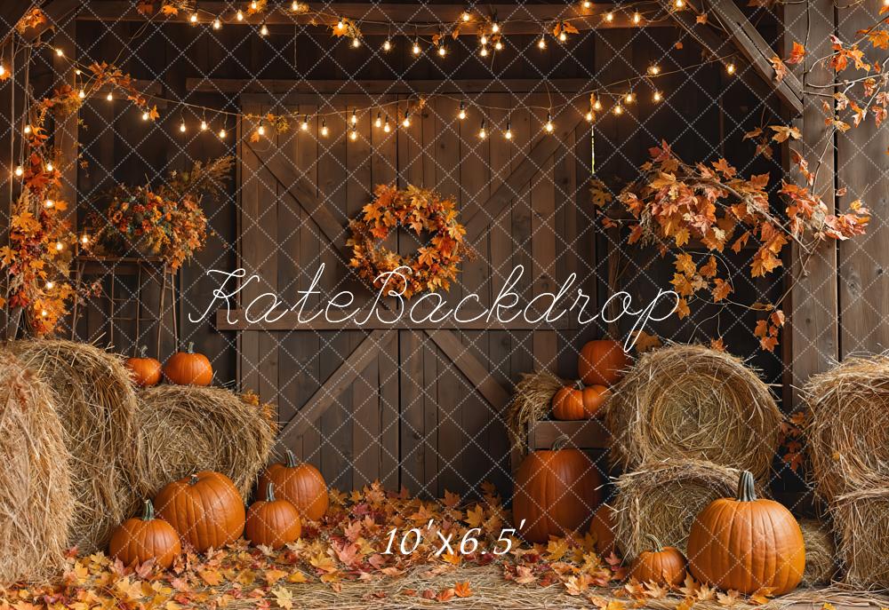 Kate Fall Barn Door Hay Bale Backdrop Designed by Emetselch - Kate Backdrop AU
