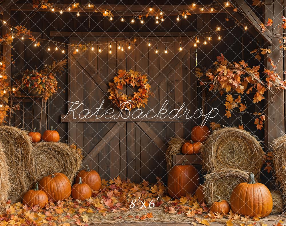 Kate Fall Barn Door Hay Bale Backdrop Designed by Emetselch - Kate Backdrop AU