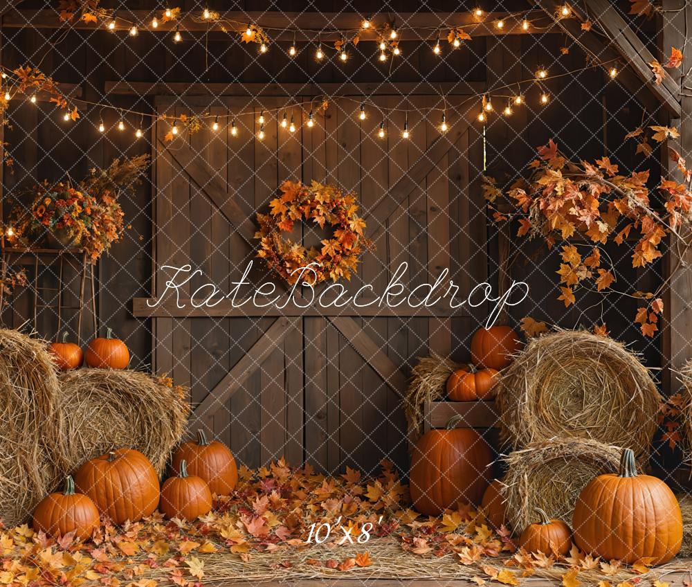 Kate Fall Barn Door Hay Bale Backdrop Designed by Emetselch - Kate Backdrop AU