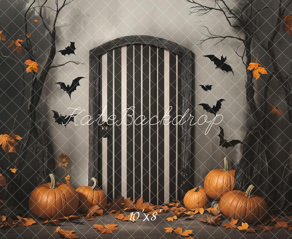 Kate Fleece Halloween Pumpkins Bats Trees Backdrop Designed by Emetselch - Kate Backdrop AU