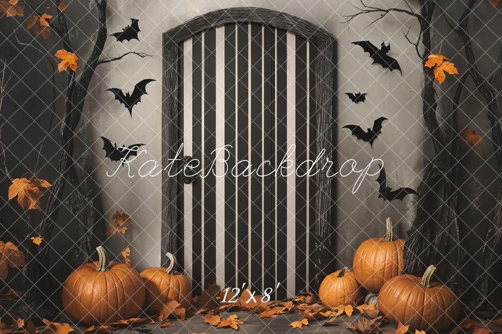 Kate Fleece Halloween Pumpkins Bats Trees Backdrop Designed by Emetselch - Kate Backdrop AU