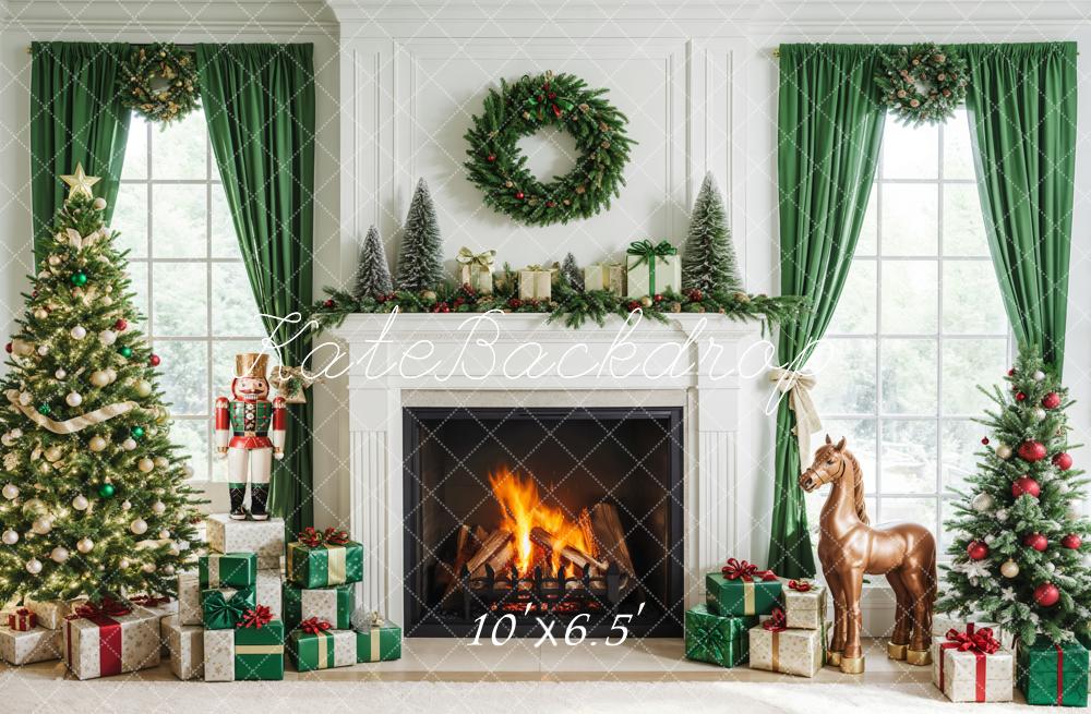 Kate Fleece Christmas Fireplace Nutcracker Backdrop Designed by Emetselch - Kate Backdrop AU