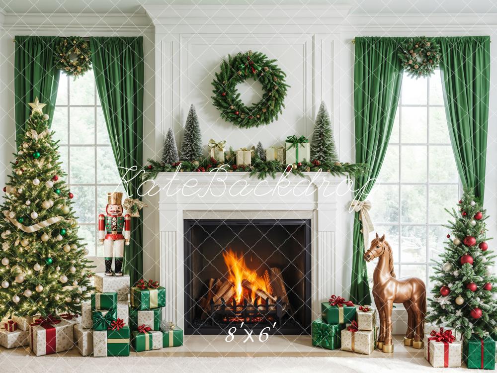 Kate Fleece Christmas Fireplace Nutcracker Backdrop Designed by Emetselch - Kate Backdrop AU