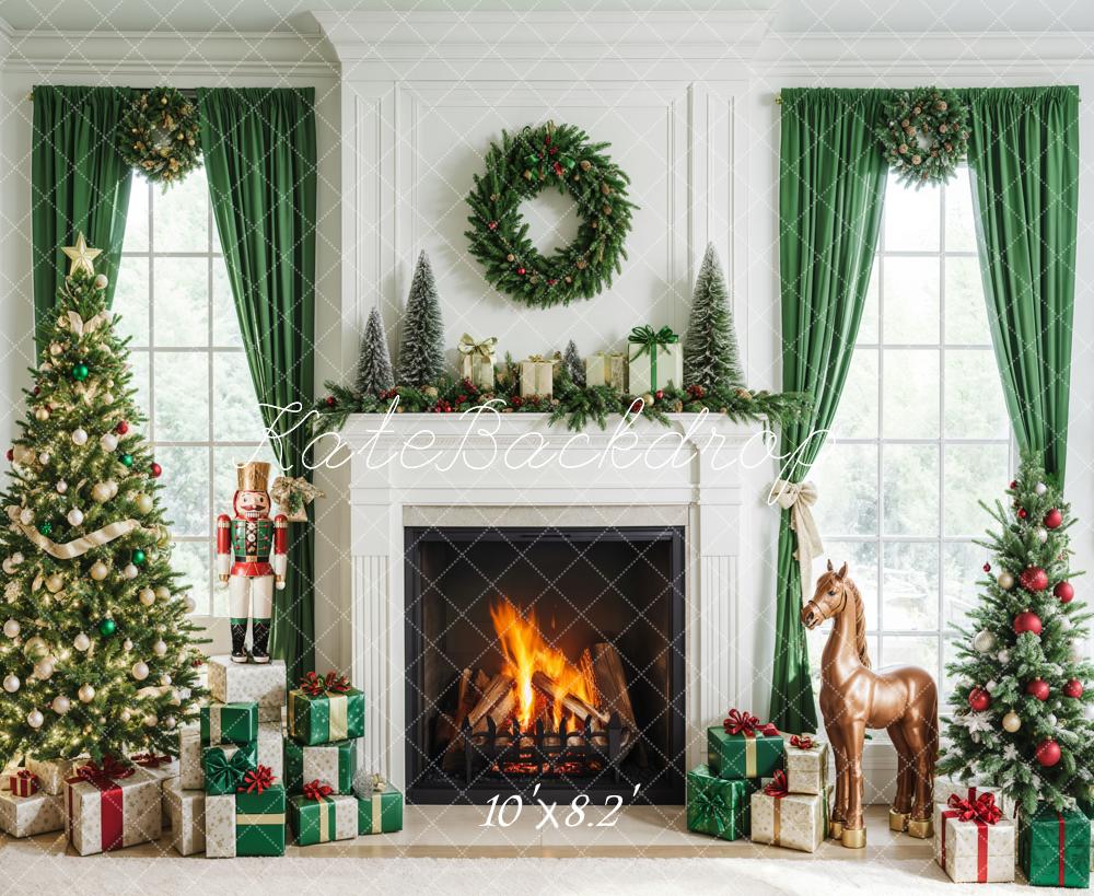 Kate Fleece Christmas Fireplace Nutcracker Backdrop Designed by Emetselch - Kate Backdrop AU