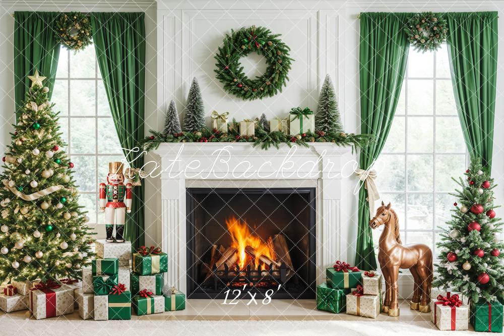 Kate Fleece Christmas Fireplace Nutcracker Backdrop Designed by Emetselch - Kate Backdrop AU
