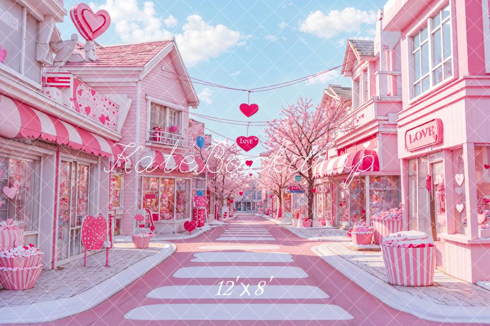 Kate Fleece Pink Backdrop Love Street Cupcake Designed by Emetselch - Kate Backdrop AU