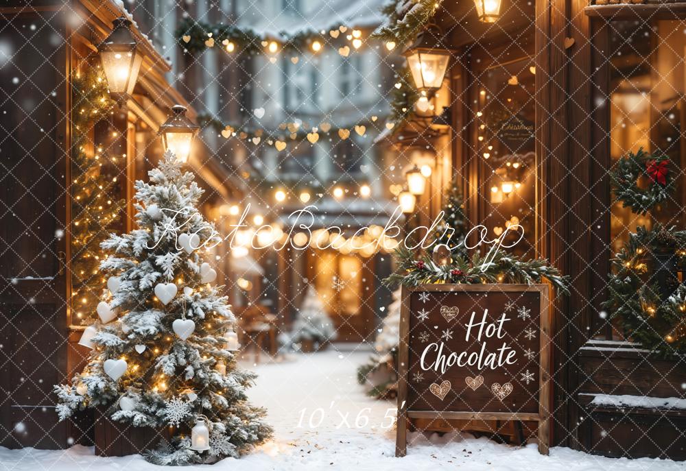 Kate Fleece Christmas Hot Chocolate Shop Backdrop Designed by Emetselch - Kate Backdrop AU
