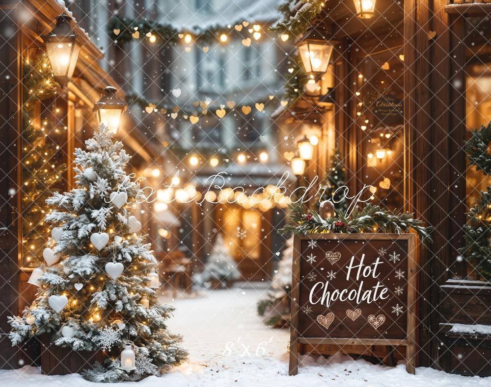 Kate Fleece Christmas Hot Chocolate Shop Backdrop Designed by Emetselch - Kate Backdrop AU