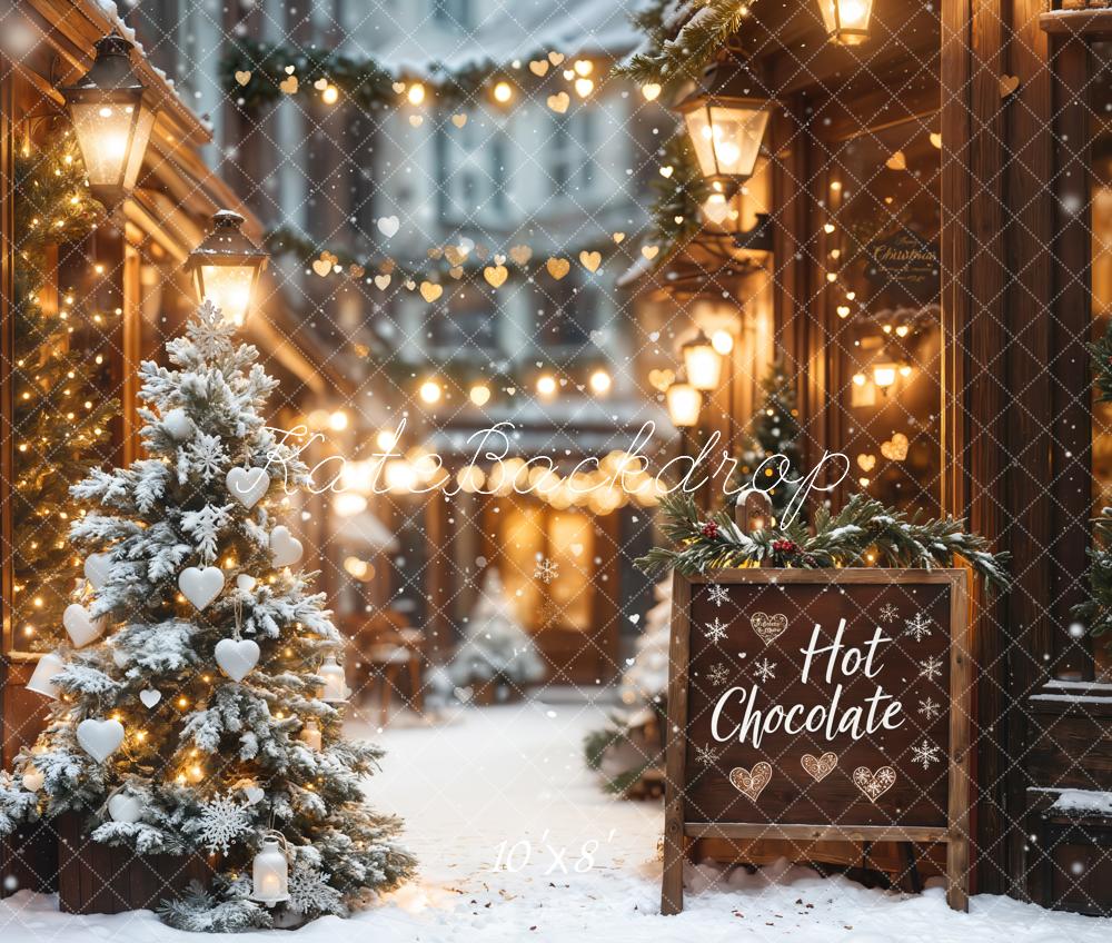 Kate Fleece Christmas Hot Chocolate Shop Backdrop Designed by Emetselch - Kate Backdrop AU