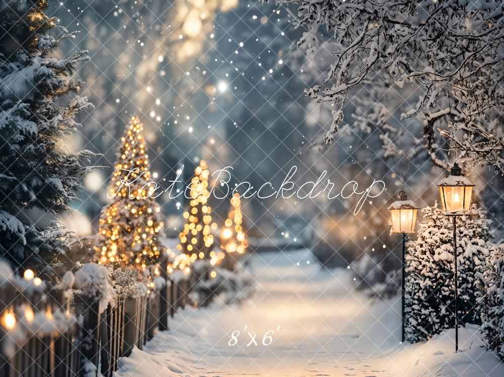 Kate Fleece Christmas Winter Snow Bokeh Backdrop Designed by Emetselch - Kate Backdrop AU