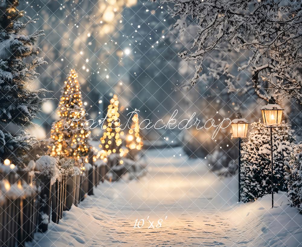 Kate Fleece Christmas Winter Snow Bokeh Backdrop Designed by Emetselch - Kate Backdrop AU