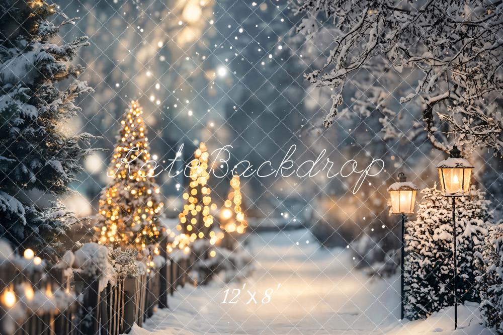 Kate Fleece Christmas Winter Snow Bokeh Backdrop Designed by Emetselch - Kate Backdrop AU