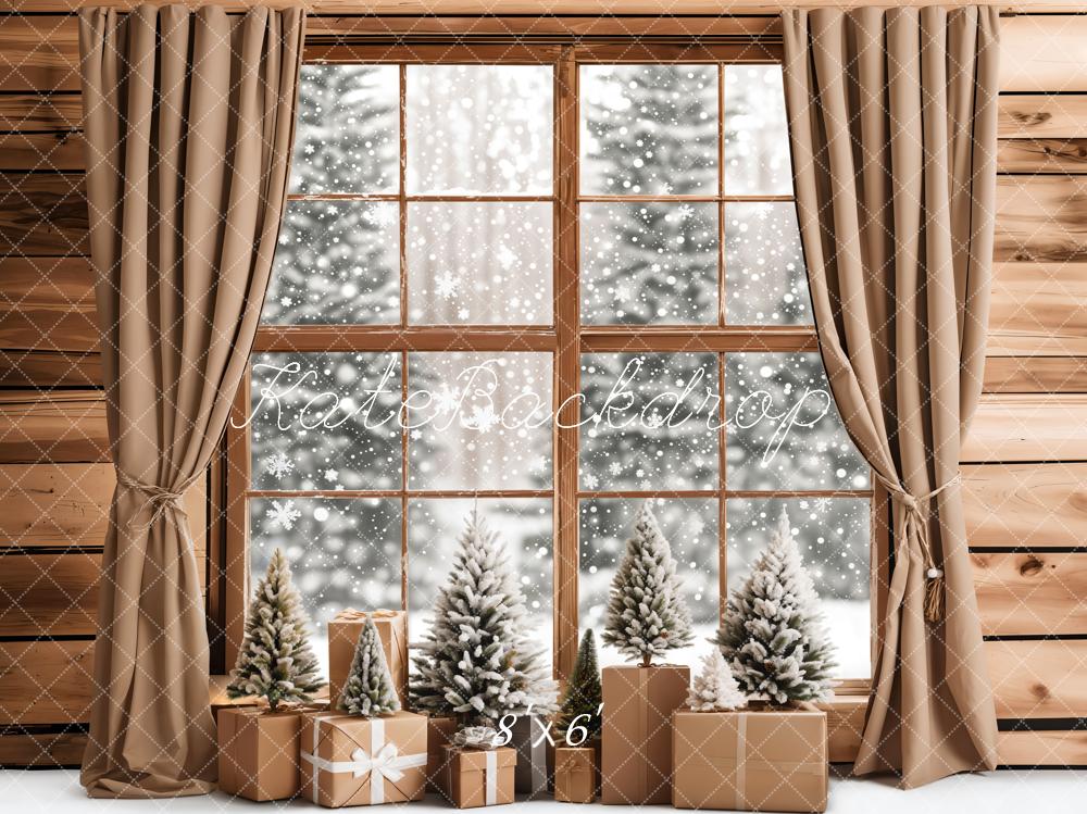 Kate Fleece Winter Window Snow Gift Backdrop Designed by Emetselch - Kate Backdrop AU