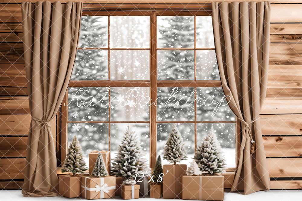 Kate Fleece Winter Window Snow Gift Backdrop Designed by Emetselch - Kate Backdrop AU