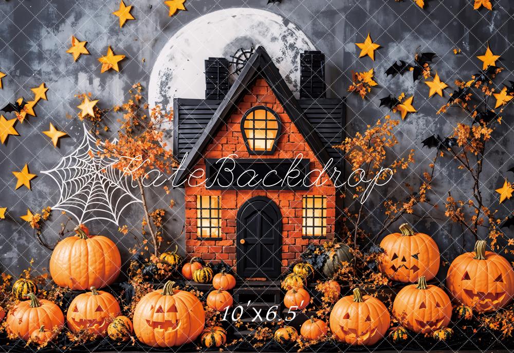 Kate Fleece Halloween Pumpkin Moon Backdrop Designed by Emetselch - Kate Backdrop AU