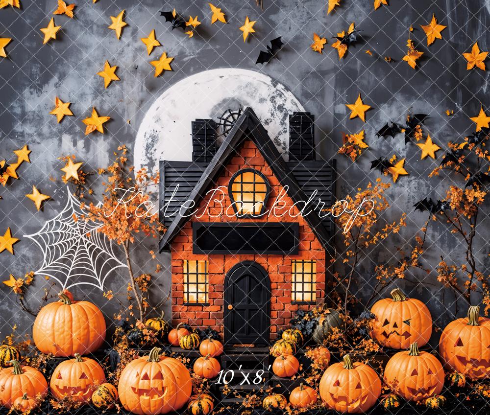 Kate Fleece Halloween Pumpkin Moon Backdrop Designed by Emetselch - Kate Backdrop AU
