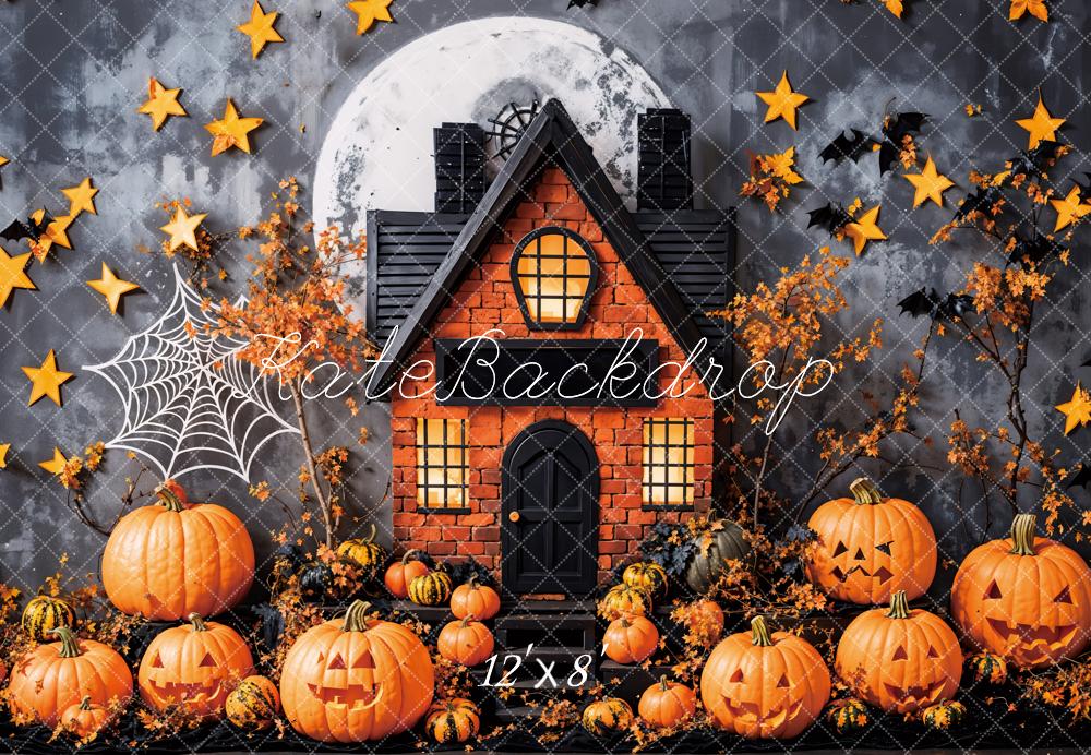Kate Fleece Halloween Pumpkin Moon Backdrop Designed by Emetselch - Kate Backdrop AU