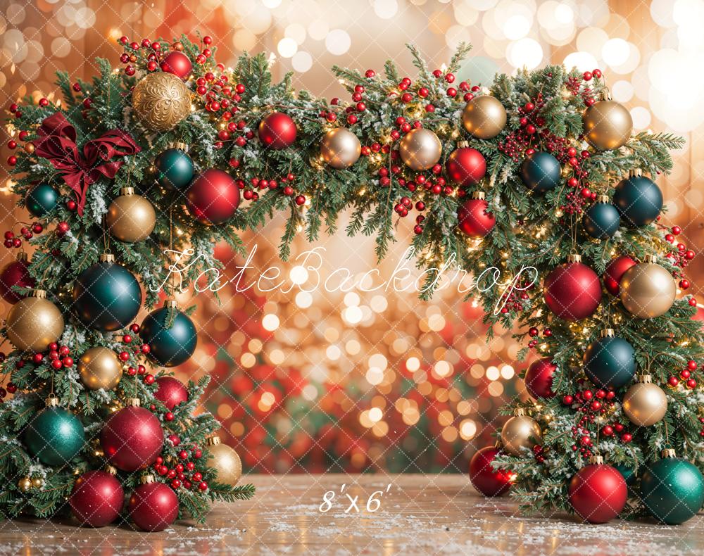 Kate Fleece Christmas Arch Decorate Bokeh Backdrop Designed by Emetselch - Kate Backdrop AU