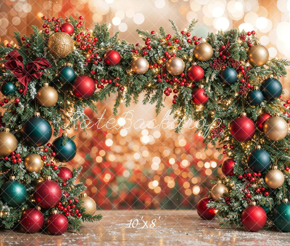 Kate Fleece Christmas Arch Decorate Bokeh Backdrop Designed by Emetselch - Kate Backdrop AU