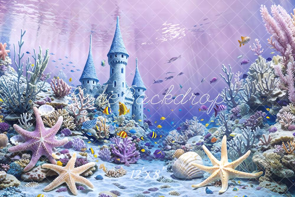 Kate Fleece Underwater World Mermaid Purple Backdrop Designed by Emetselch - Kate Backdrop AU