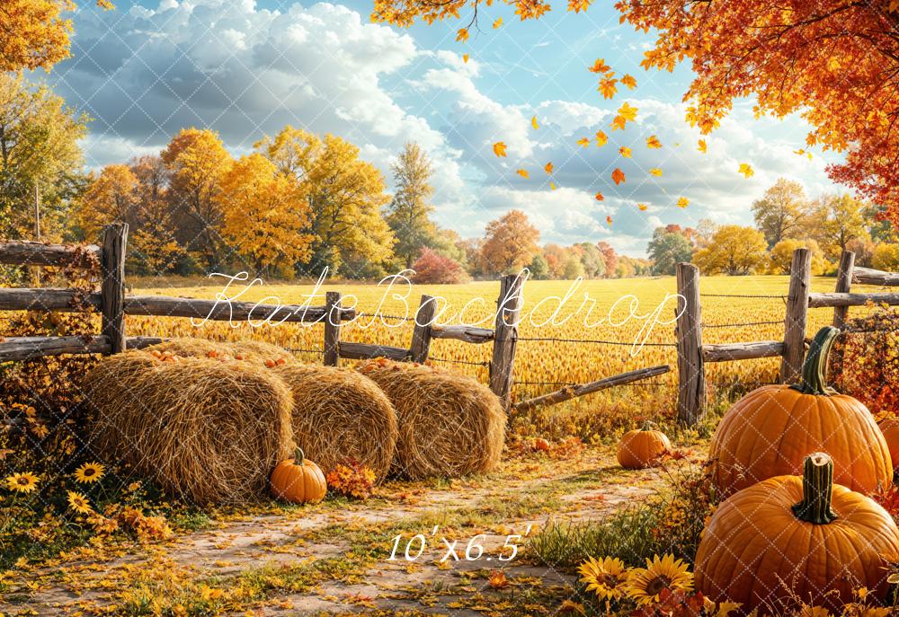 Kate Fleece Fall Harvest Pumpkin Field Backdrop Designed by Emetselch - Kate Backdrop AU