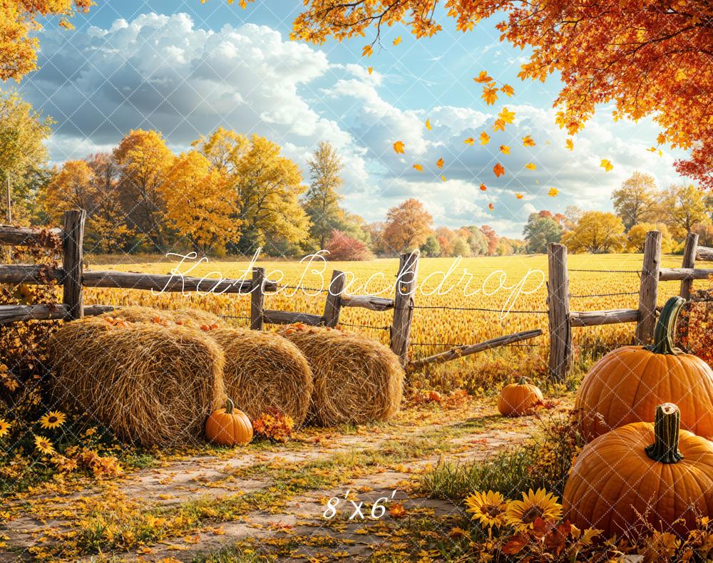 Kate Fleece Fall Harvest Pumpkin Field Backdrop Designed by Emetselch - Kate Backdrop AU