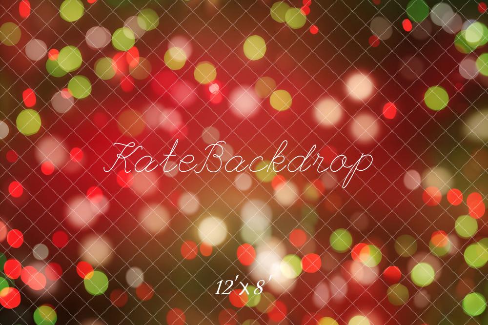 Kate Fleece Red Green Bokeh Lights Backdrop Designed by Emetselch - Kate Backdrop AU