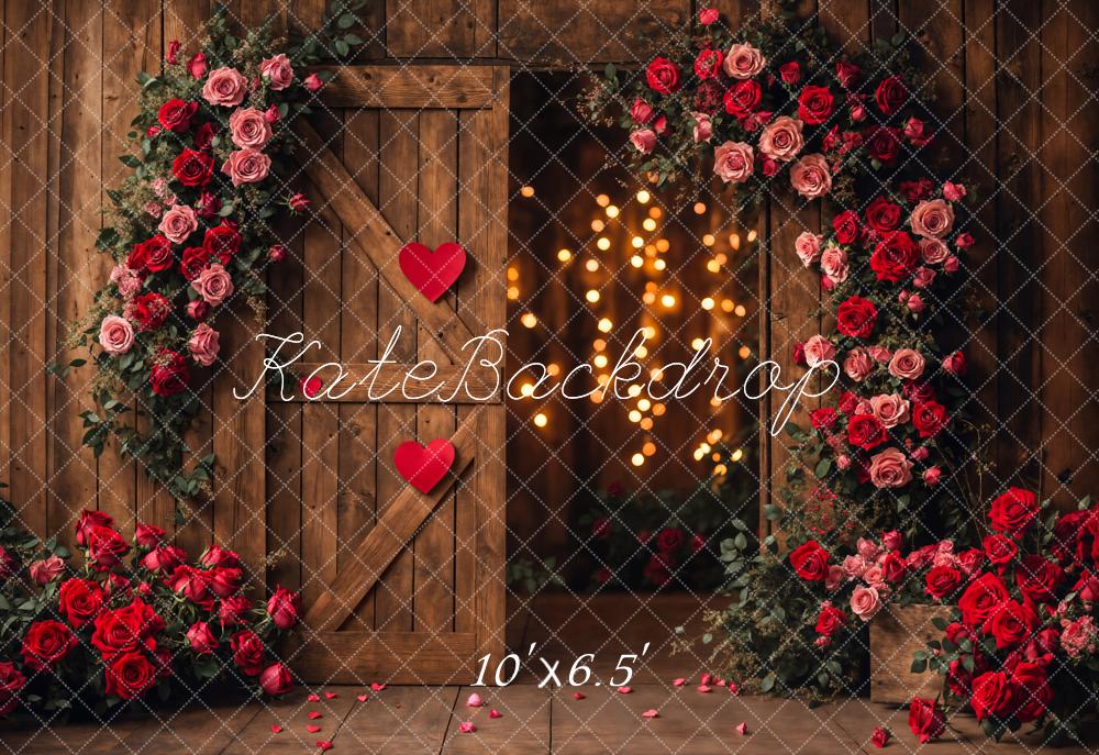 Kate Valentine's Day Flower Barn Door Backdrop Designed by Emetselch - Kate Backdrop AU