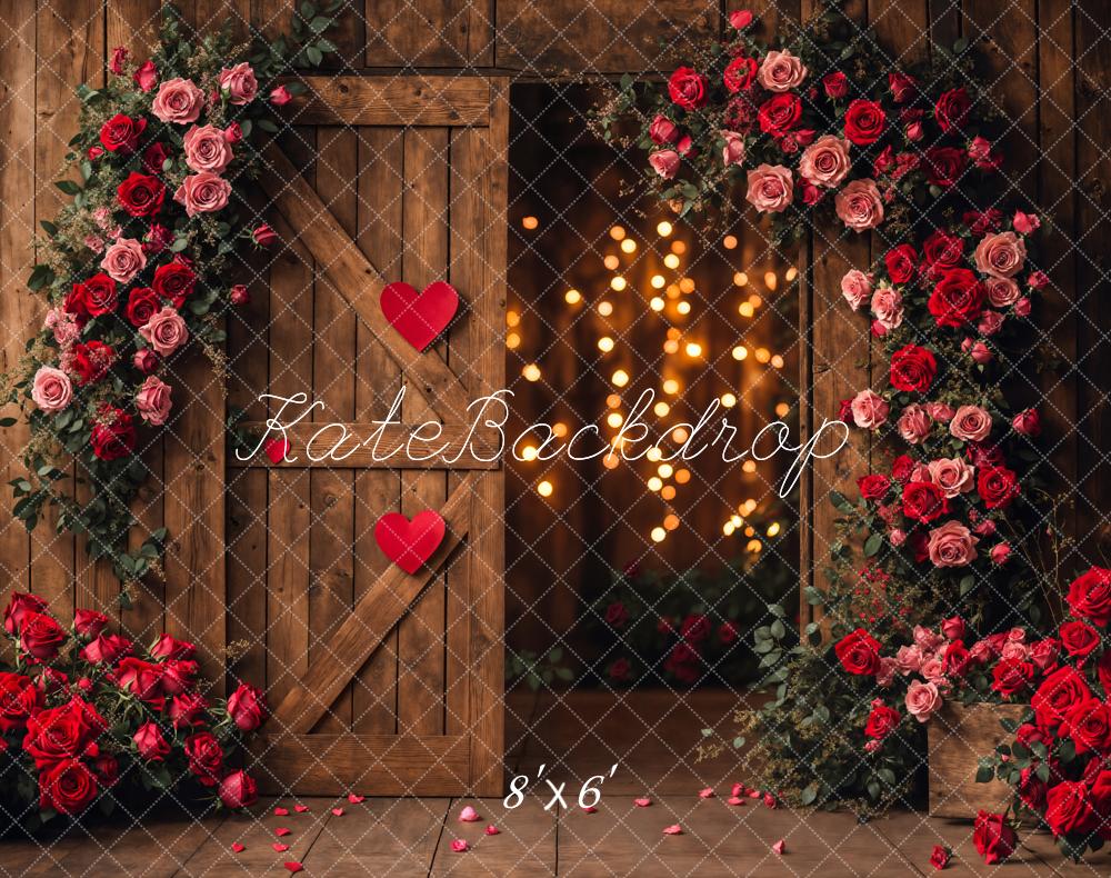 Kate Valentine's Day Flower Barn Door Backdrop Designed by Emetselch - Kate Backdrop AU