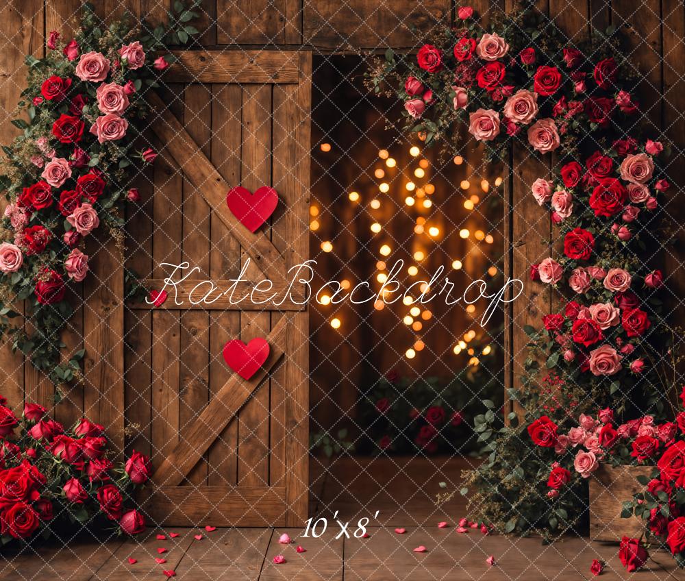 Kate Valentine's Day Flower Barn Door Backdrop Designed by Emetselch - Kate Backdrop AU