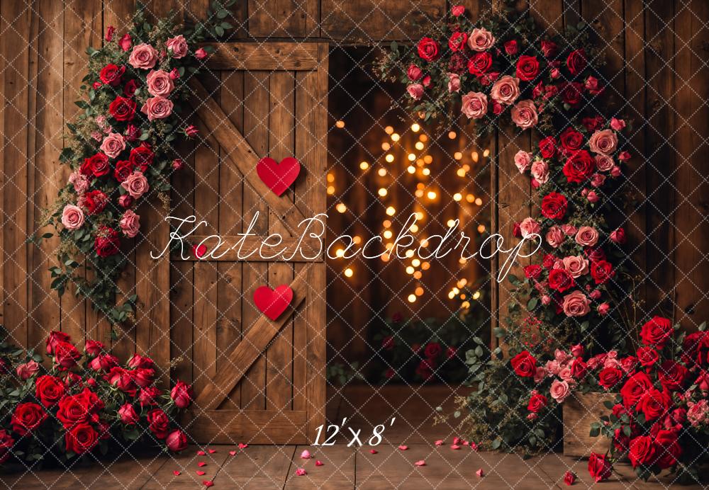 Kate Valentine's Day Flower Barn Door Backdrop Designed by Emetselch - Kate Backdrop AU