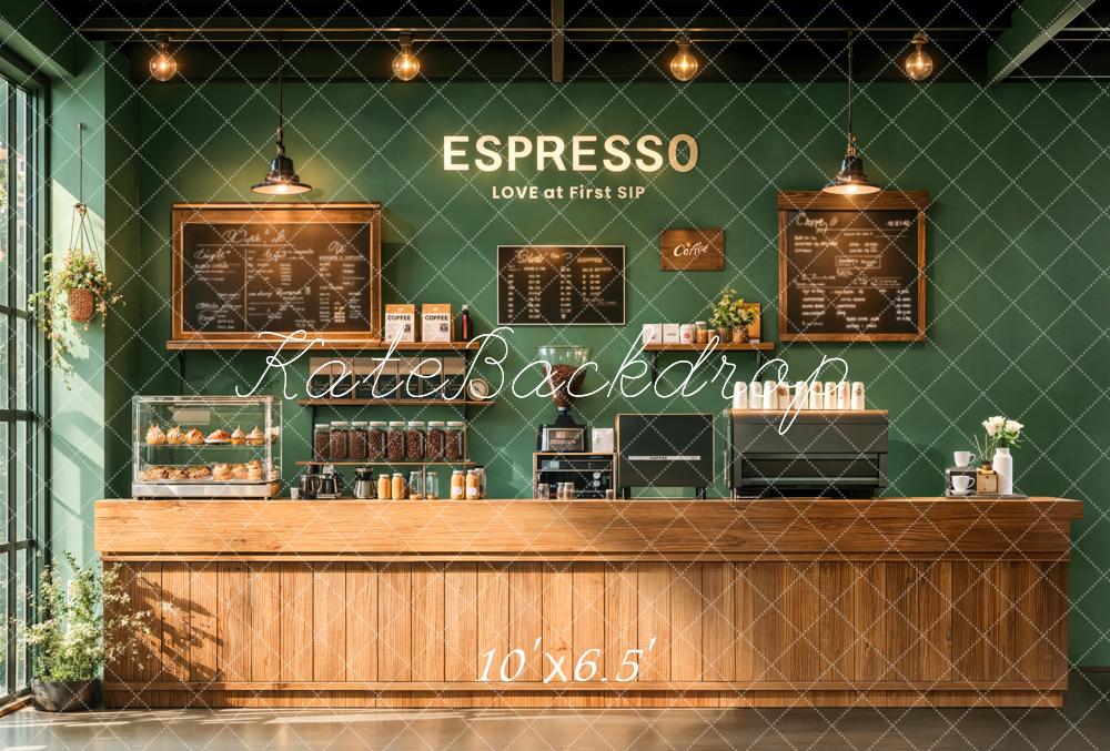 Kate Espresso Shop Green Coffee Backdrop Designed by Emetselch - Kate Backdrop AU