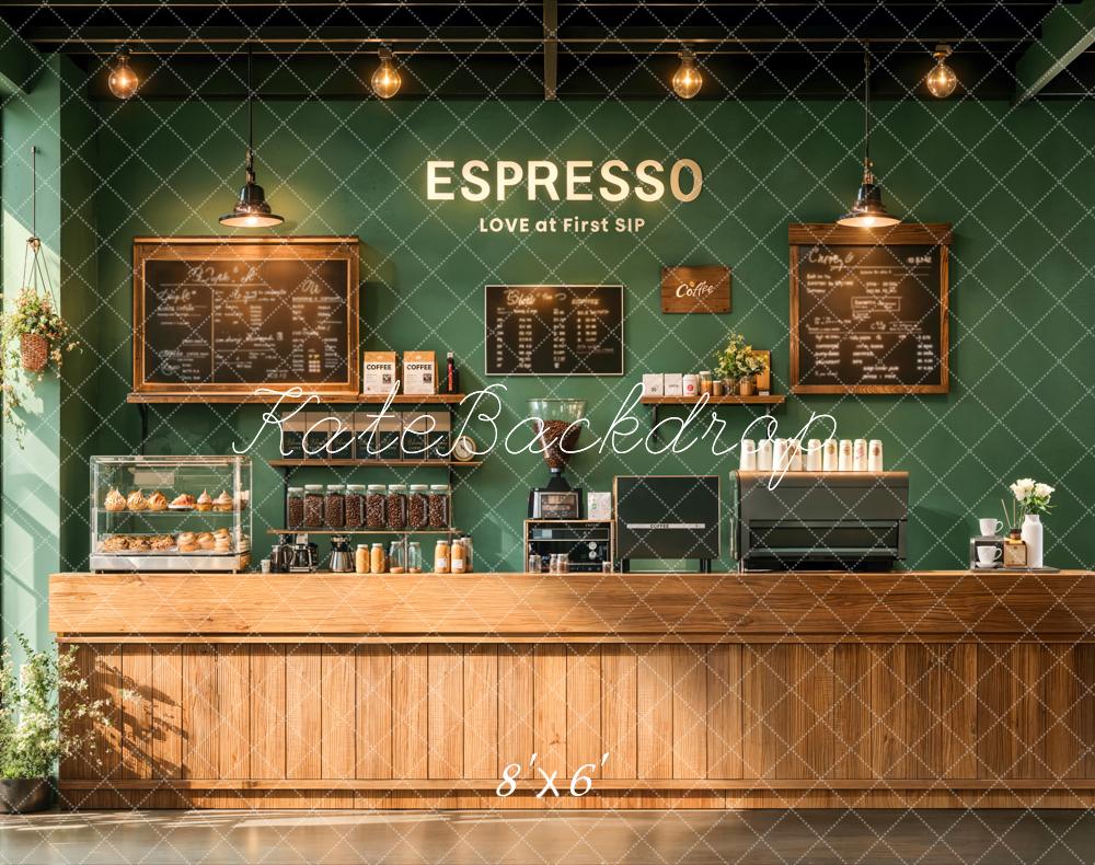 Kate Espresso Shop Green Coffee Backdrop Designed by Emetselch - Kate Backdrop AU